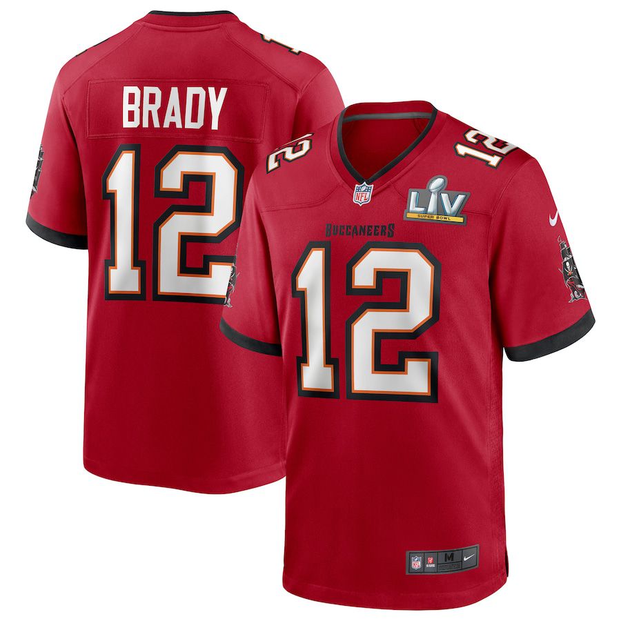 Men Tampa Bay Buccaneers 12 Tom Brady Nike Red Super Bowl LV Bound Game NFL Jersey